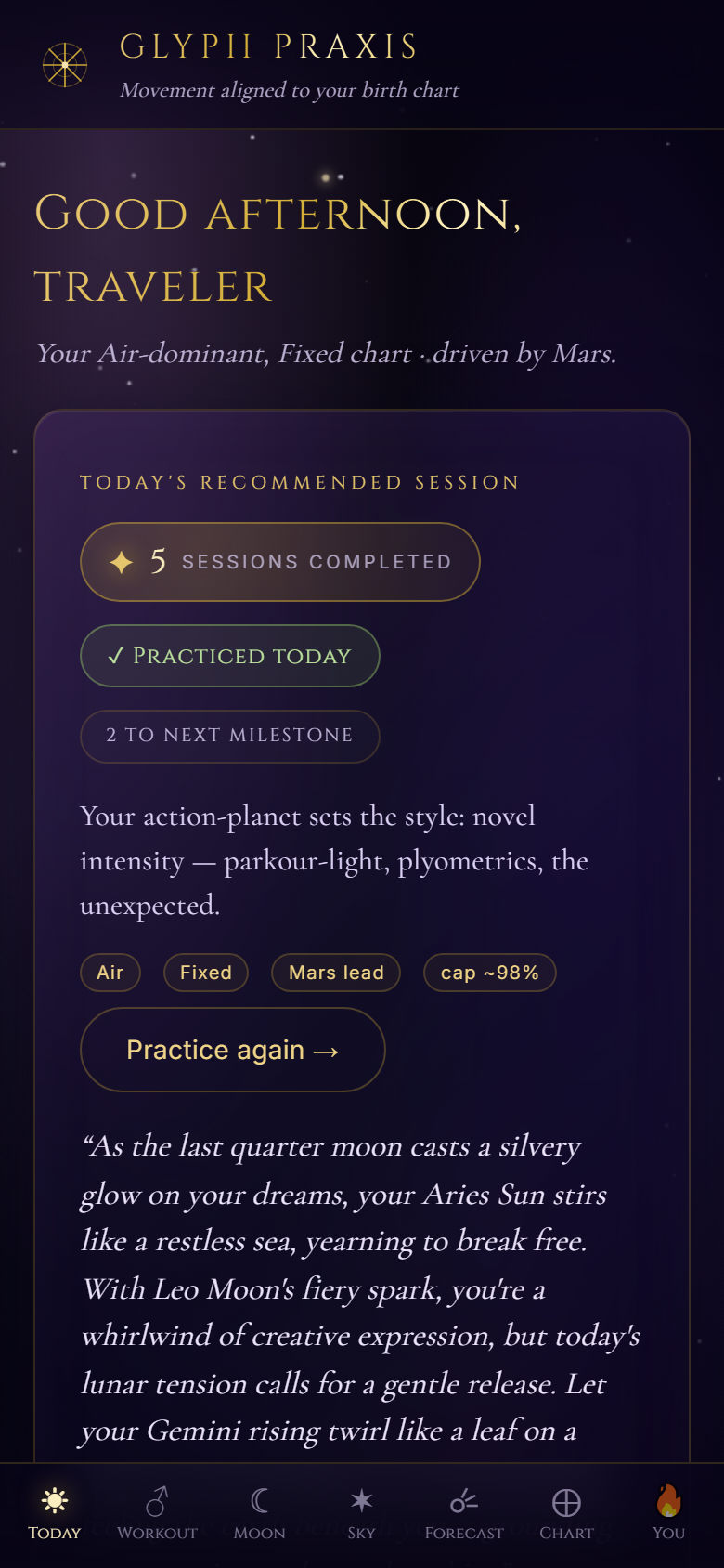Glyph Praxis on mobile